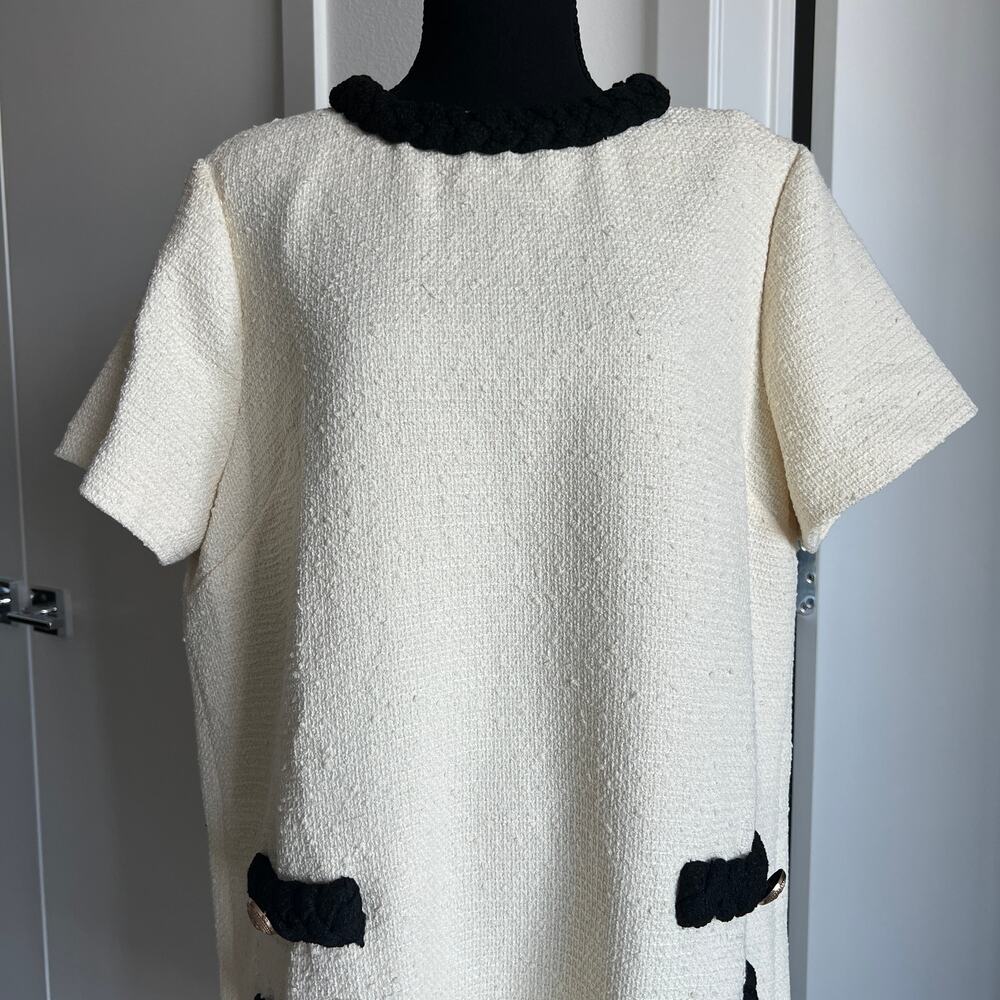 Tuckernuck Jackie Dress Womens XXL Cream Tweed Short Sleeve - Picture 9 of 16